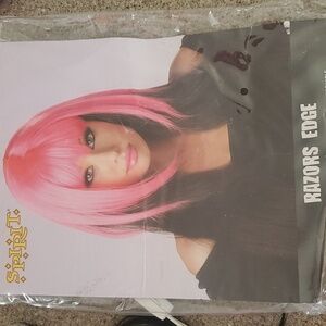 Halloween women's pink and black wig